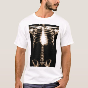 X線の骨組胴はセピア色を肋骨で補強します Tシャツ