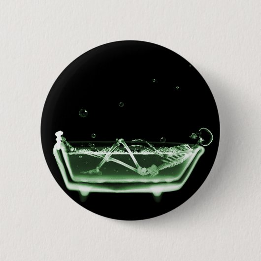 X線の骨組Bathの黒の緑 缶バッジ (正面)