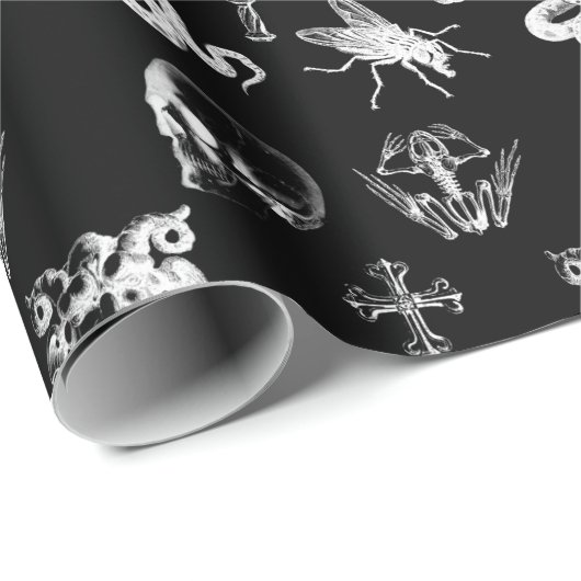 X線スカルヘビがハロウィン白黒を越える ラッピングペーパー (ロールコーナー)