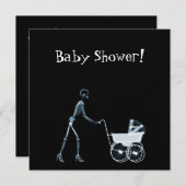 X線スケルトンウーマン&ベビー台車-青 招待状 (正面/裏面)
