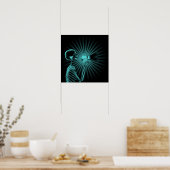 X線スケルトンオンメガホン – ティール(緑がかった色) ポスター (キッチン)