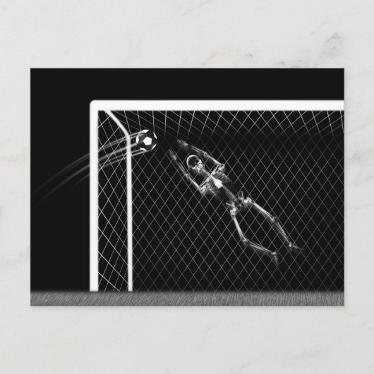 X線スケルトンサッカーゴアリーB&W ポストカード (正面)