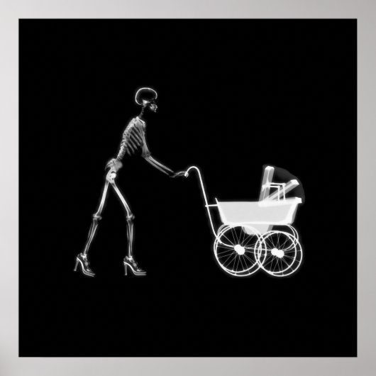 X線スケルトンママ&ベビー-オリジナルB&W ポスター (正面)