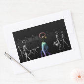 X線スケルトンミッドナイト散歩 – B&W&レインボー 長方形シール (封筒)