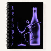 X線スケルトンワインボトルレシピブック – インディゴ ノートブック (正面)
