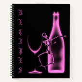 X線スケルトンワインボトルレシピブック – ピンク ノートブック (正面)