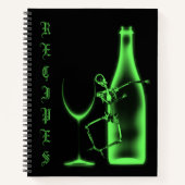 X線スケルトンワインボトルレシピブック – 緑 ノートブック (正面)