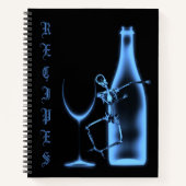 X線スケルトンワインボトルレシピブック – 青 ノートブック (正面)