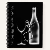 X線スケルトンワインボトルレシピブック – B&W ノートブック (正面)
