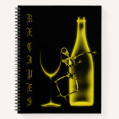 X線スケルトンワインボトルレシピ本 – 黄 ノートブック (正面)