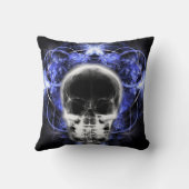 X線バタフライフラクタルスカル – インディゴ クッション (裏面)