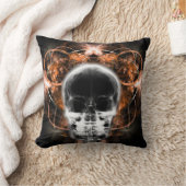 X線バタフライフラクタルスカル – オレンジ クッション (ブランケット)