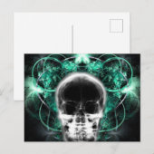 X線バタフライフラクタルスカル-ティール(緑がかった色) ポストカード (正面/裏面)