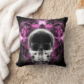 X線バタフライフラクタルスカル – ピンク クッション (ブランケット)