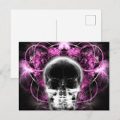 X線バタフライフラクタルスカル – ピンク ポストカード (正面/裏面)