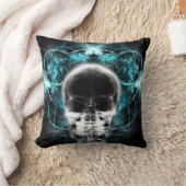 X線バタフライフラクタルスカル – ライトブルー クッション (ブランケット)