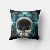 X線バタフライフラクタルスカル – ライトブルー クッション (裏面)