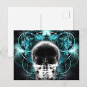 X線バタフライフラクタルスカル – ライトブルー ポストカード (正面/裏面)