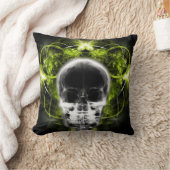 X線バタフライフラクタルスカル – ライムグリーン クッション (ブランケット)