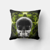 X線バタフライフラクタルスカル – ライムグリーン クッション (裏面)