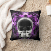 X線バタフライフラクタルスカル-明るい赤紫色 クッション (ブランケット)