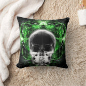 X線バタフライフラクタルスカル – 緑 クッション (ブランケット)