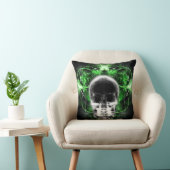 X線バタフライフラクタルスカル – 緑 クッション (椅子)