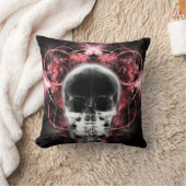 X線バタフライフラクタルスカル – 赤 クッション (ブランケット)