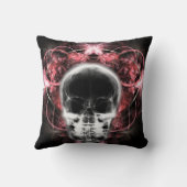 X線バタフライフラクタルスカル – 赤 クッション (裏面)