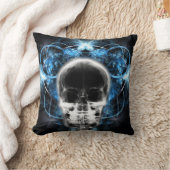 X線バタフライフラクタルスカル – 青 クッション (ブランケット)