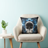 X線バタフライフラクタルスカル – 青 クッション (椅子)