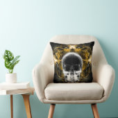 X線バタフライフラクタルスカル – 黄 クッション (椅子)