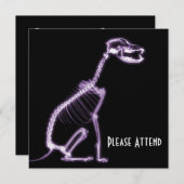 X線パピードッグスケルトン座って – 紫 招待状 (正面/裏面)