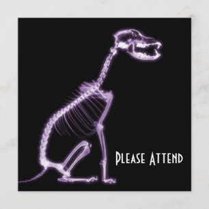 X線パピードッグスケルトン座って – 紫 招待状