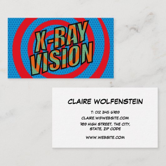 X線ビジョンおもしろいレトロ漫画書 名刺 (正面/裏面)