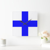 X線ブルークロス スクエア壁時計 (ホーム)