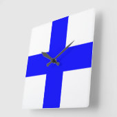 X線ブルークロス スクエア壁時計 (傾斜)