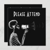 X線メガホン スケルトン - 白黒 招待状 (正面/裏面)