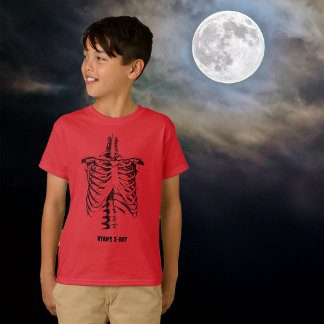 X線リブケージ面白いハロウィーンのカスタマイズ子ども Tシャツ