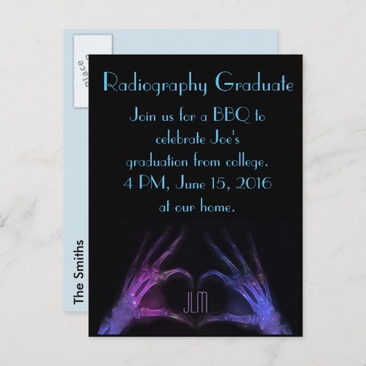 「X線写真大学院」指でハート 案内ポストカード (正面/裏面)