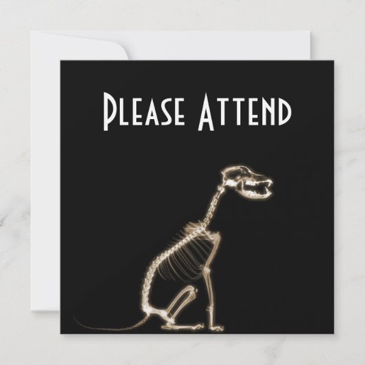 X線子犬の骸骨座り-セピア 招待状 (正面)