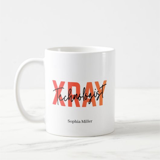 X線技師の名前入りギフト コーヒーマグカップ (左)
