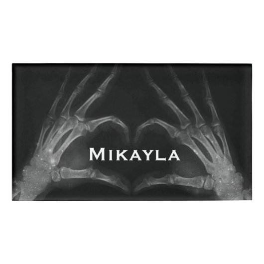 X線指型枠aハート名タグ 名札 (正面)