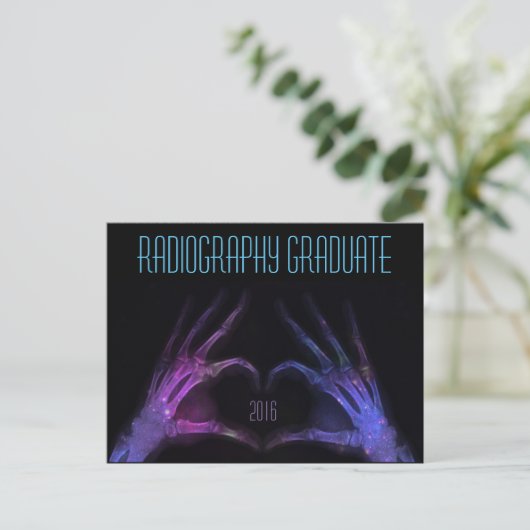 「X線撮影大学院」紫X線ハート インビテーションポストカード (スタンド正面)