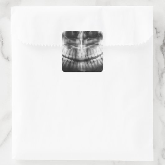 X線歯口スマイル白黒 スクエアシール (バッグ)