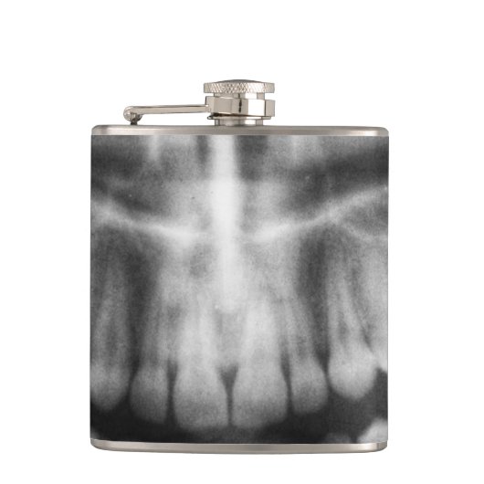 X線歯口スマイル白黒 フラスク (正面)