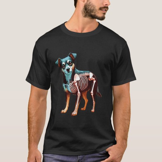 X線犬の体の構造放射線写真スカル Tシャツ (正面)