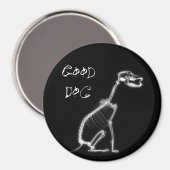 X線良い犬のスケルトン座って – B&W マグネット (正面/裏面)