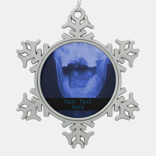 X線3 – 電磁ブルー スノーフレークピューターオーナメント (正面)