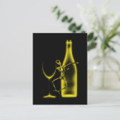 X線 カラフル スケルトン & ワイン - イエロー ポストカード (スタンド正面)